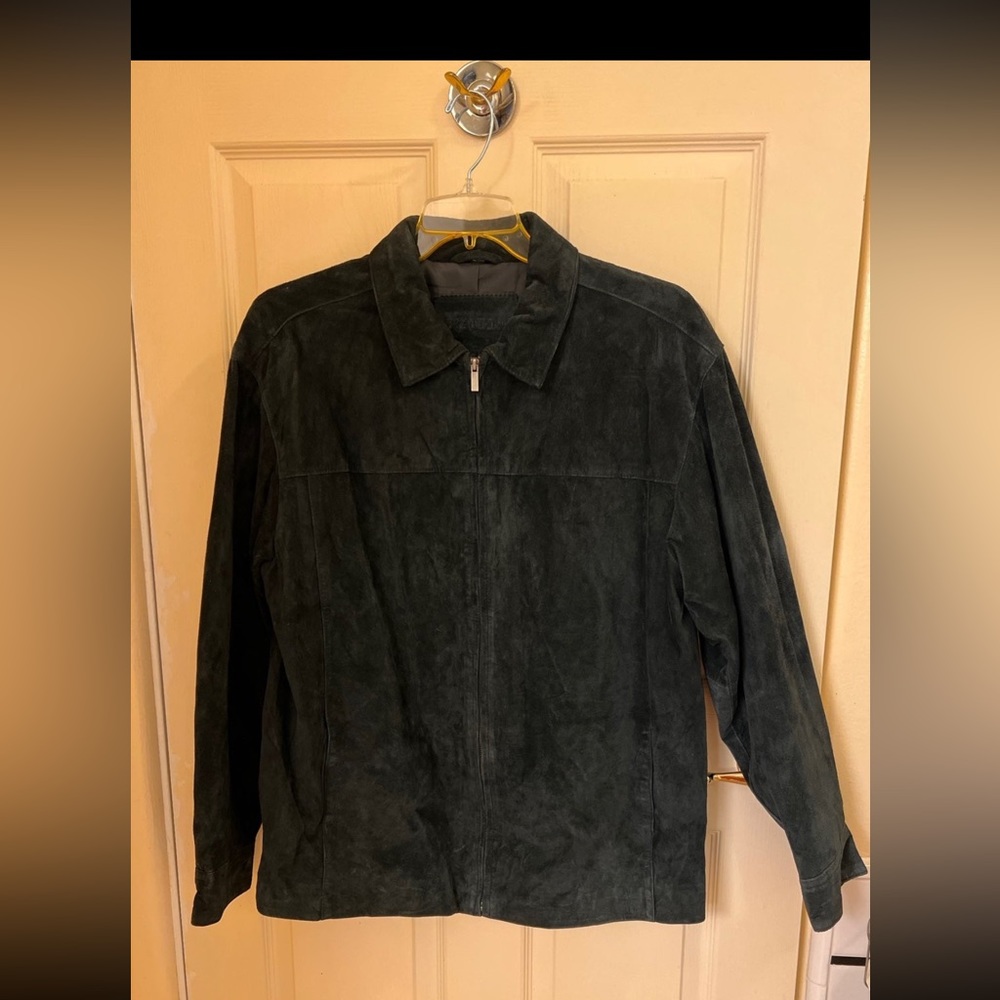 Brandini Black Suede Mens Zip Jacket L NWOT